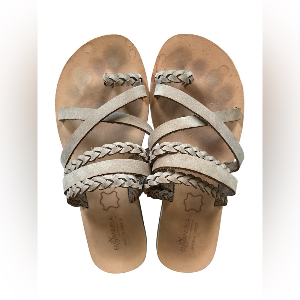 EmmanuelaSandals Braided Tan Greek Leather Sandals. Size 7. - Picture 2 of 11